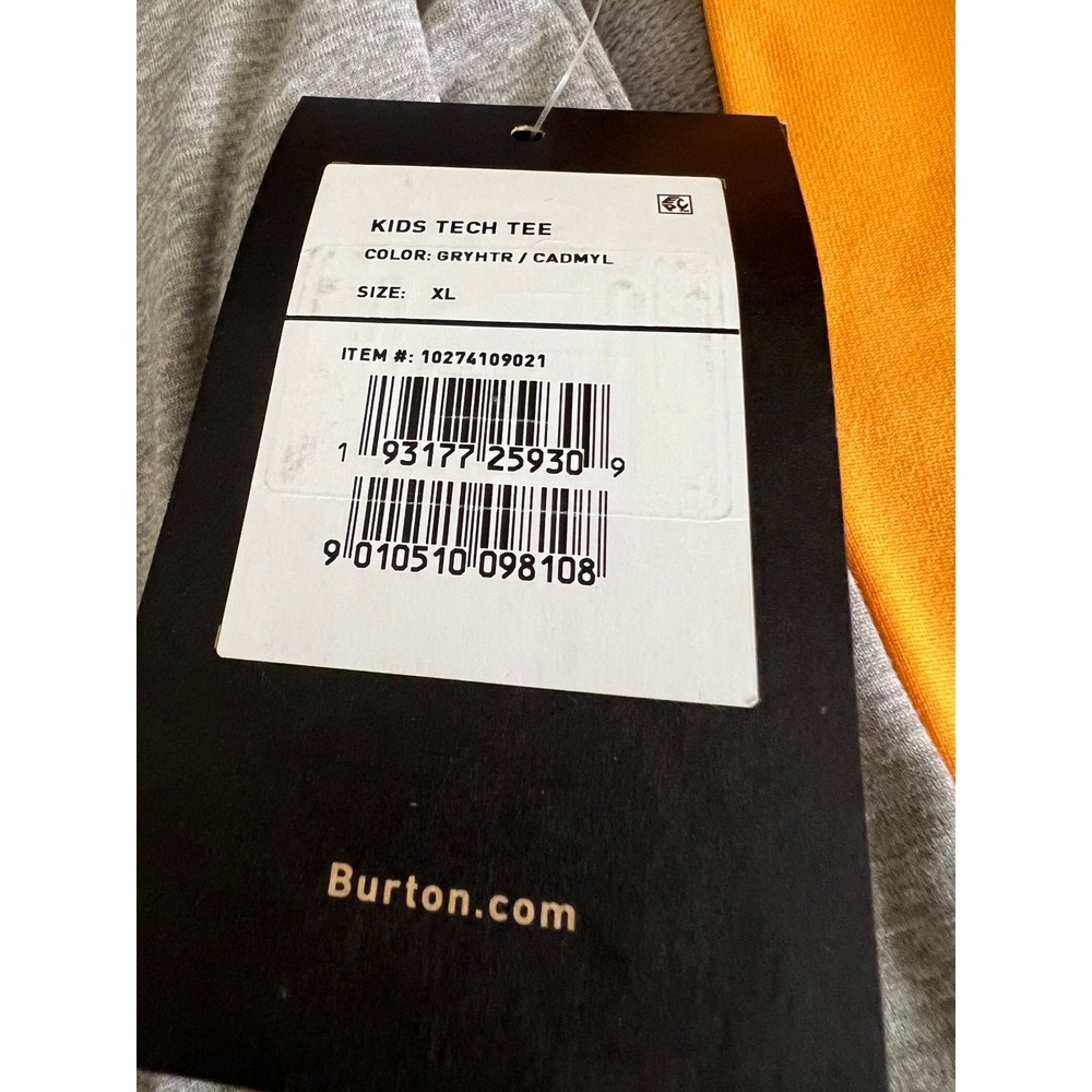 Burton Kids Dryride Ultrawick Midweight 200 Base Layer Shirt greyYellow XL 14/16 - Picture 9 of 9